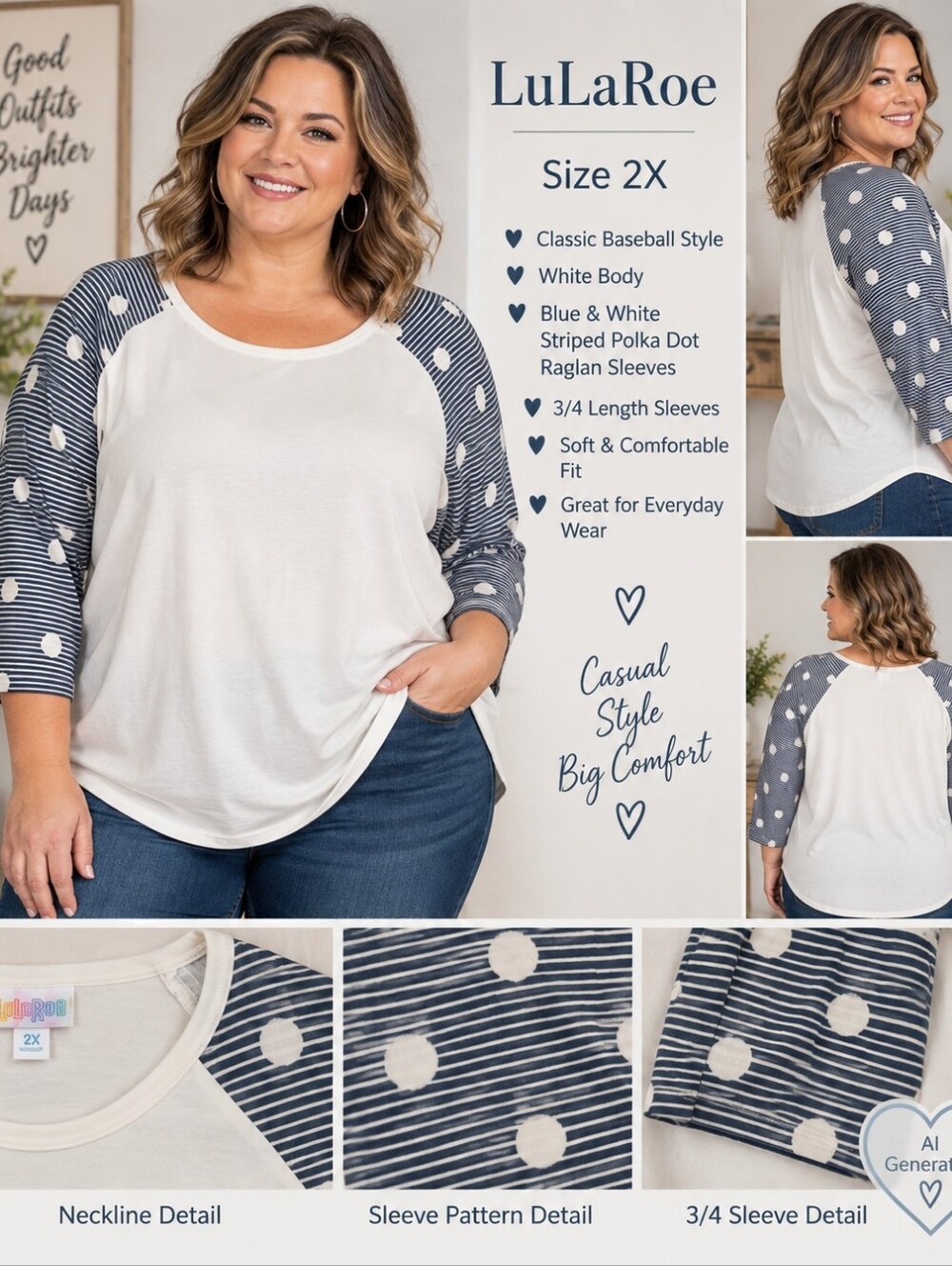 LuLaRoe Baseball Tee - 2X